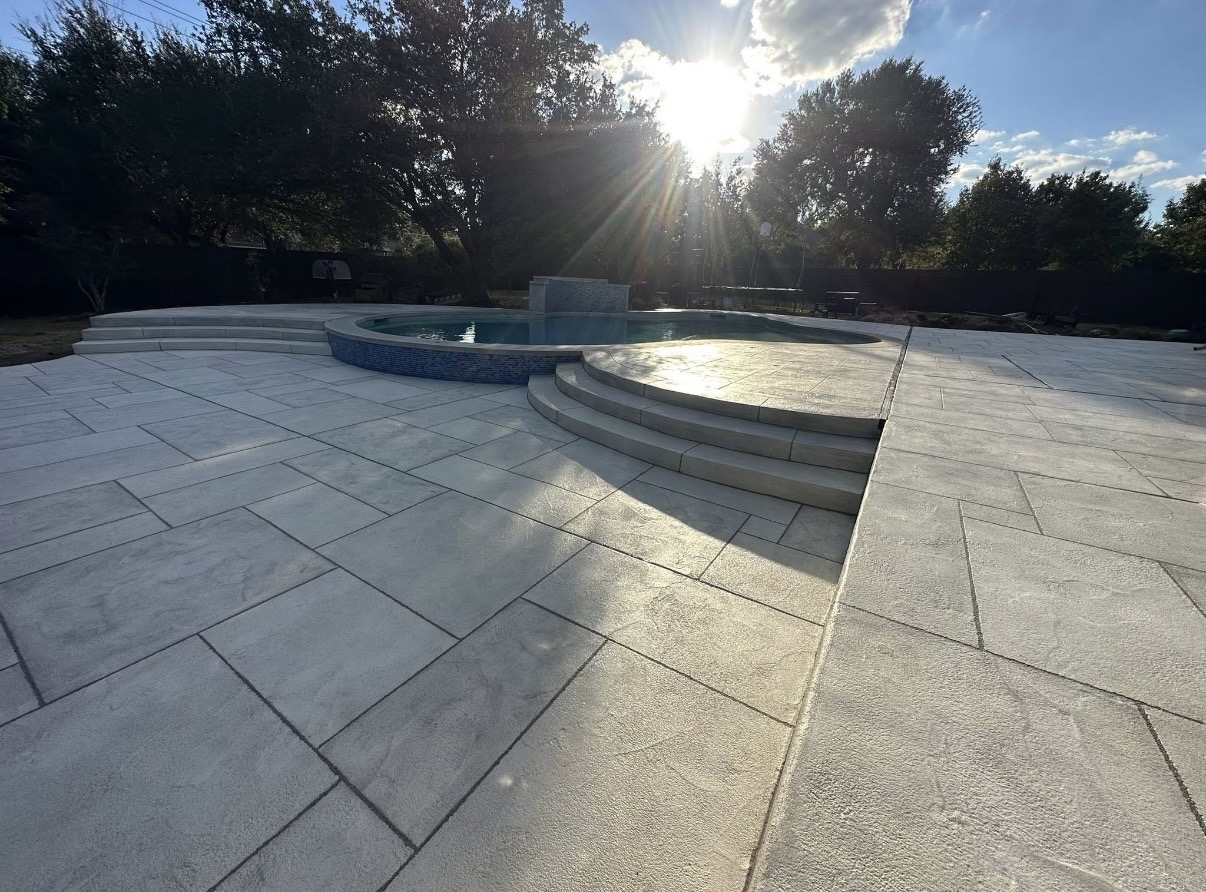 Finished concrete surface created for a residential outdoor space in Texas