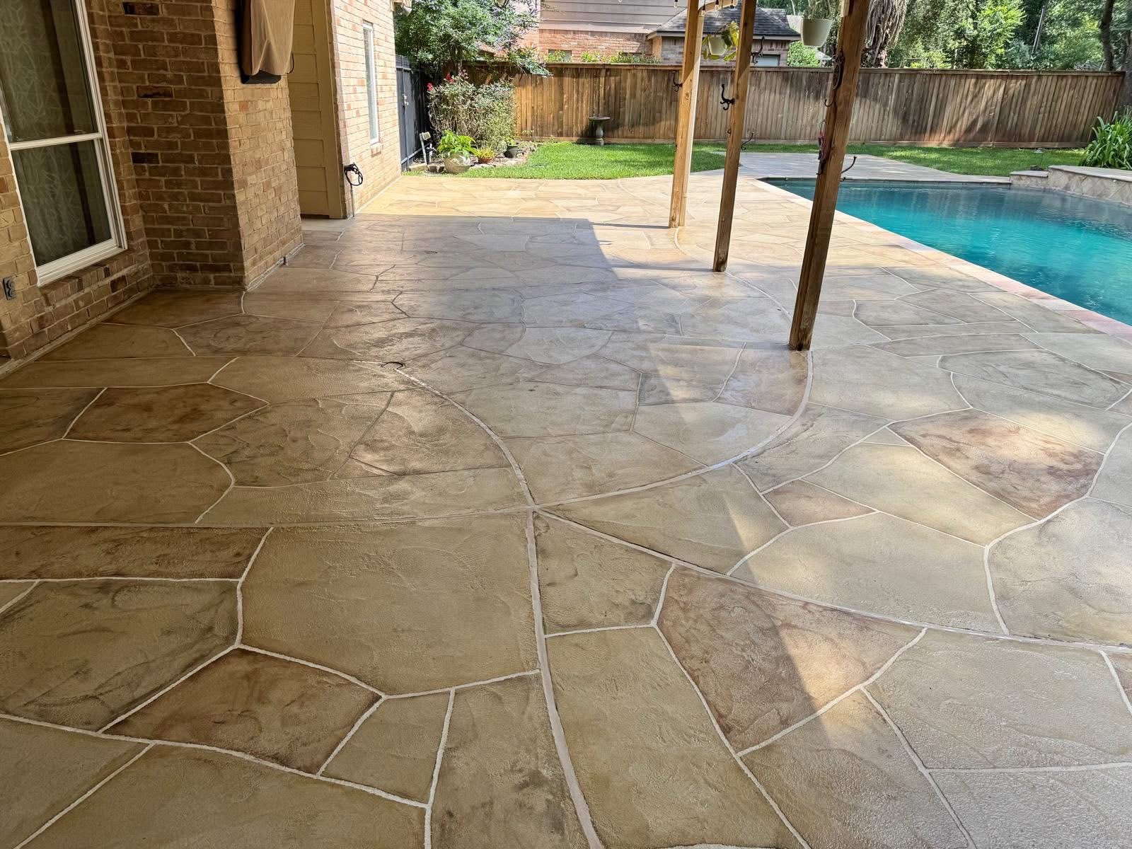 Carvestone decorative concrete overlay by Resistant Coating Solutions