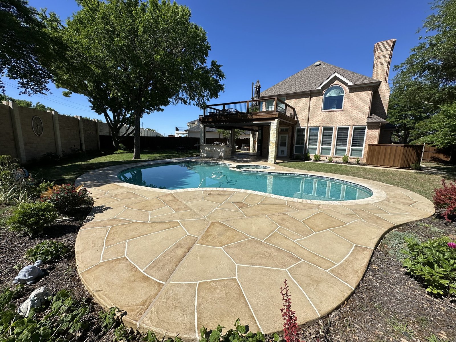 Custom Carvestone concrete overlay installation